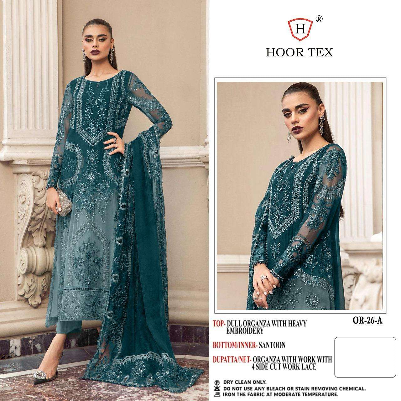 OR-26 COLOURS BY HOOR TEX DESIGNER ORGANZA EMBROIDERED PAKISTANI DRESSES