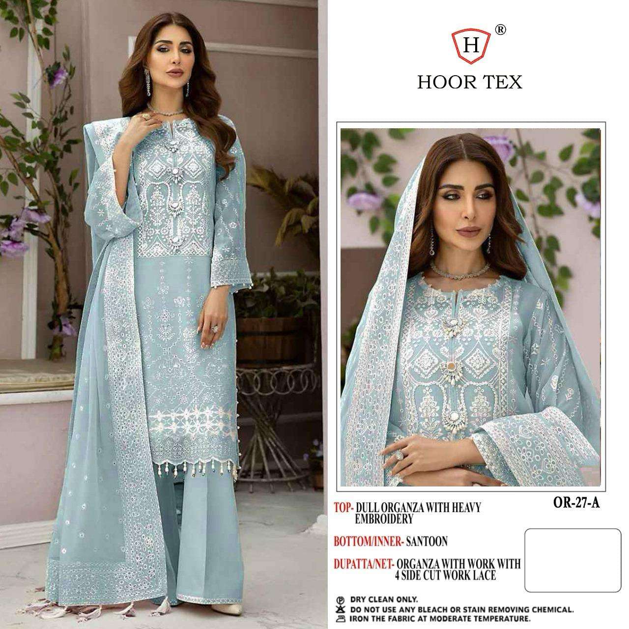 OR-27 COLOURS BY HOOR TEX DESIGNER ORGANZA EMBROIDERED PAKISTANI DRESSES