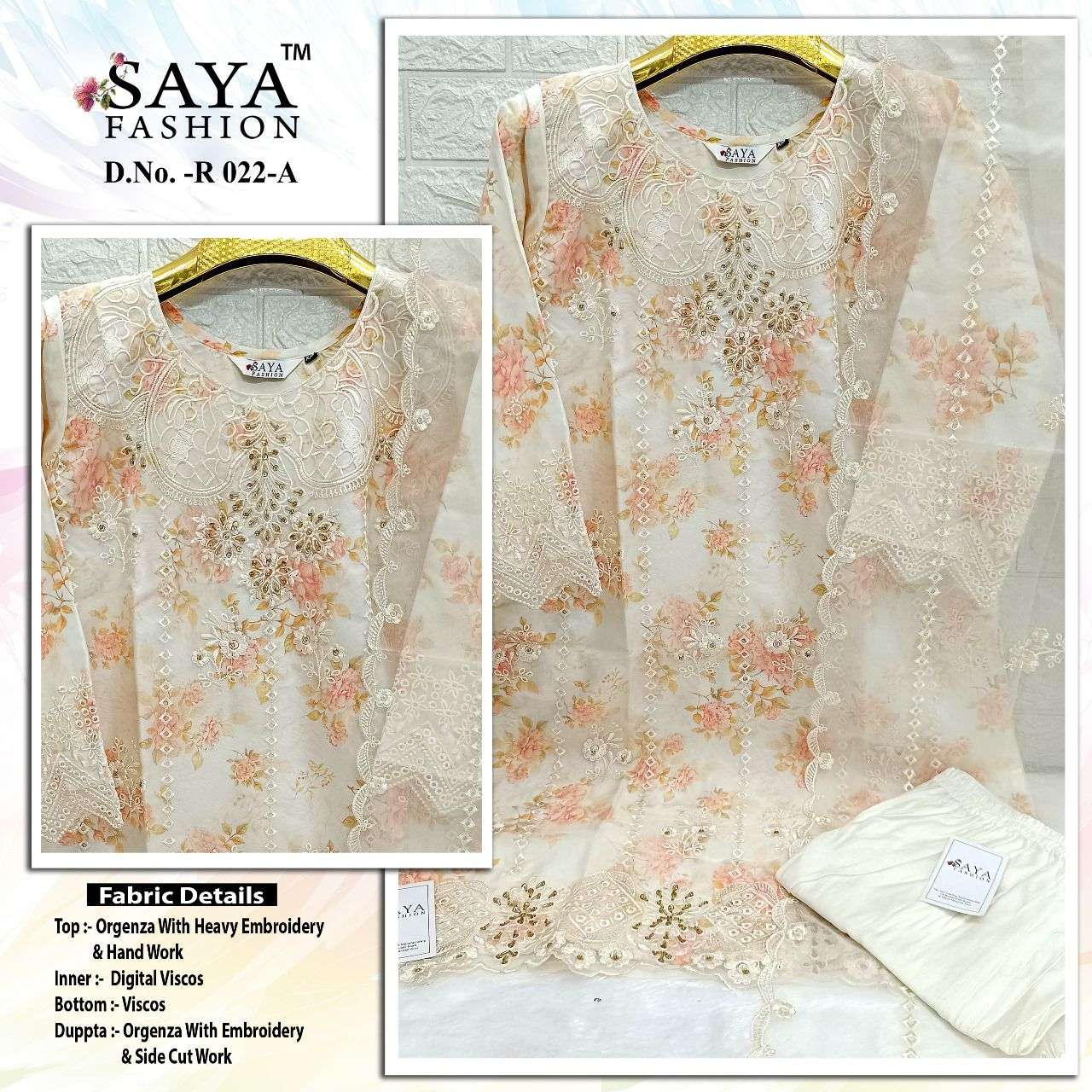 R-022 COLOURS BY SAYA FASHION DESIGNER HEAVY ORGANZA HEAVY WORK DRESSES