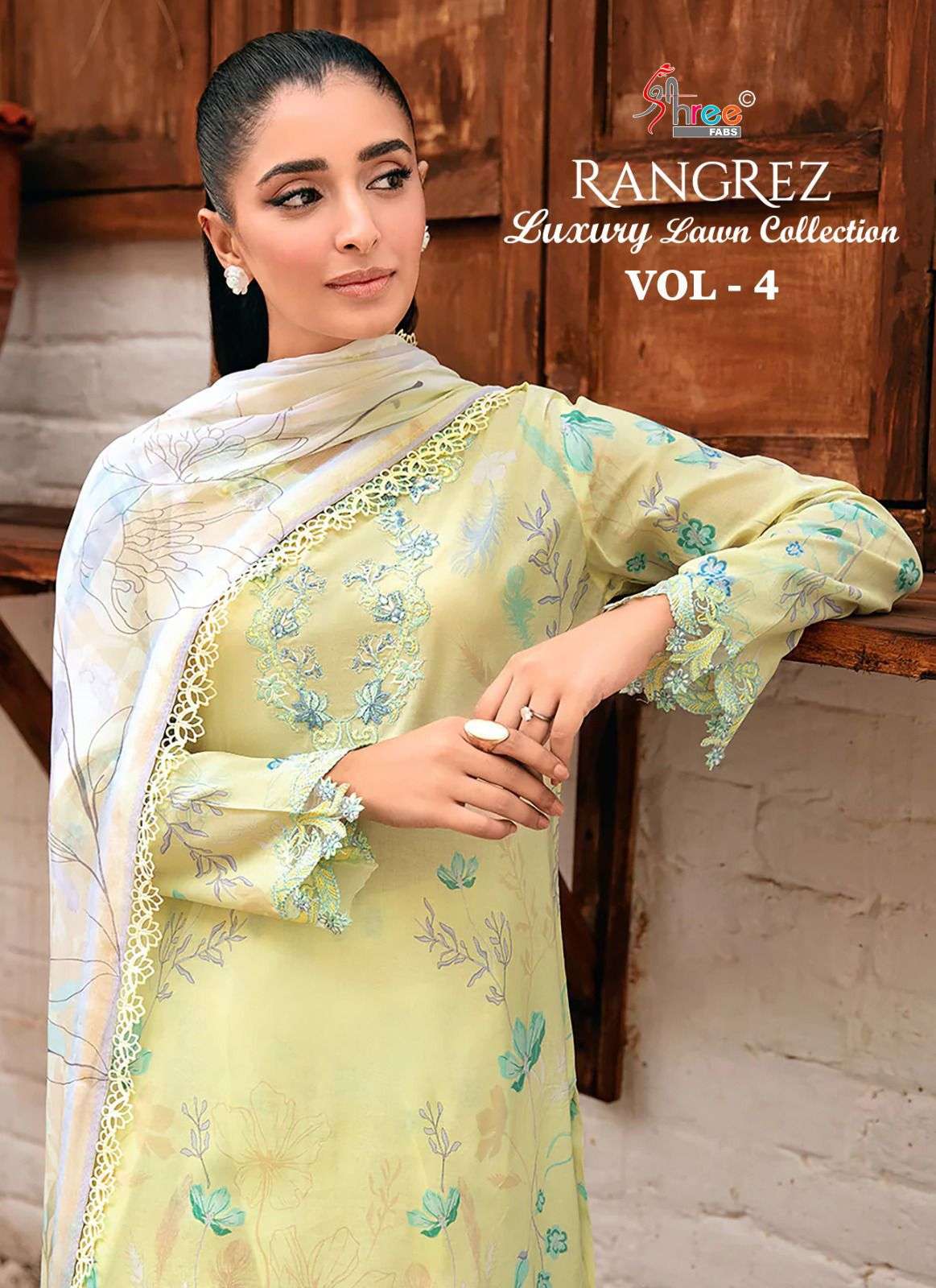 RANGREZ LUXURY LAWN COLLECTION VOL-4 BY SHREE FABS 3470 TO 3477 SERIES COTTON DRESSES