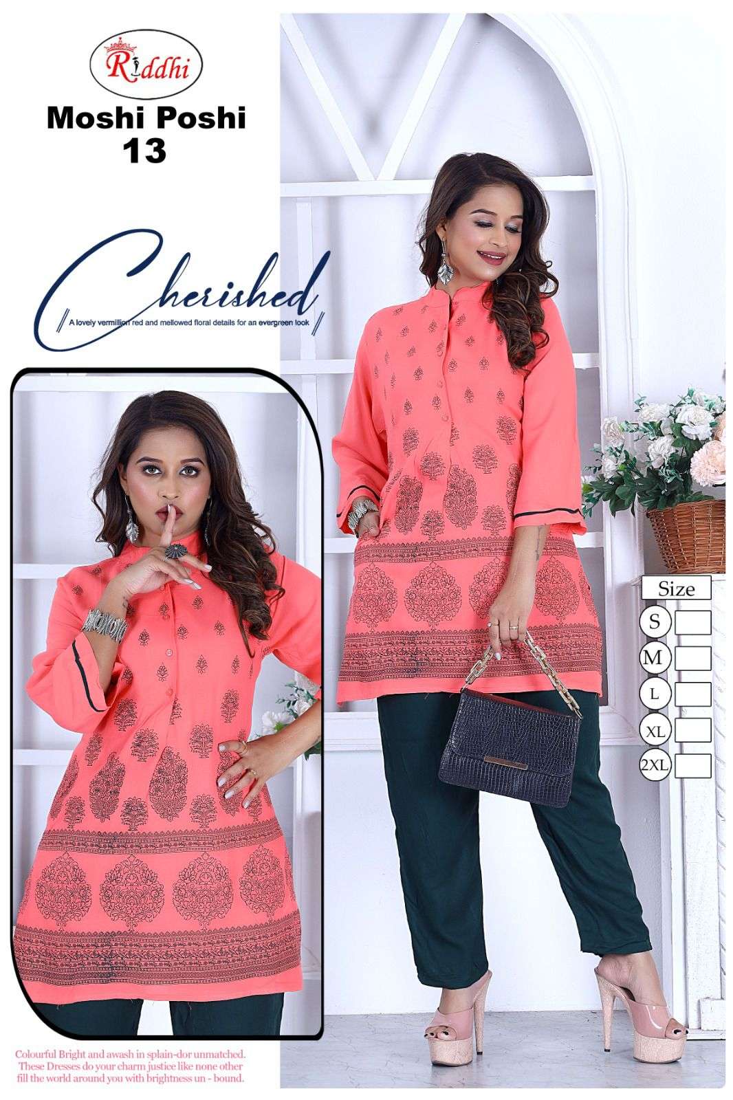 RIDDHI MOSHI POSHI BY ASLIWHOLESALE DESIGNER FACNY RAYON KURTIS AND PANTS