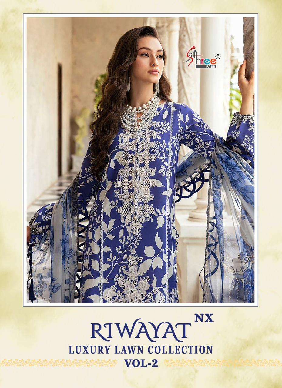 RIWAYAT LUXURY VOL-2 NX BY SHREE FABS DESIGNER LAWN COTTON PRINT DRESSES