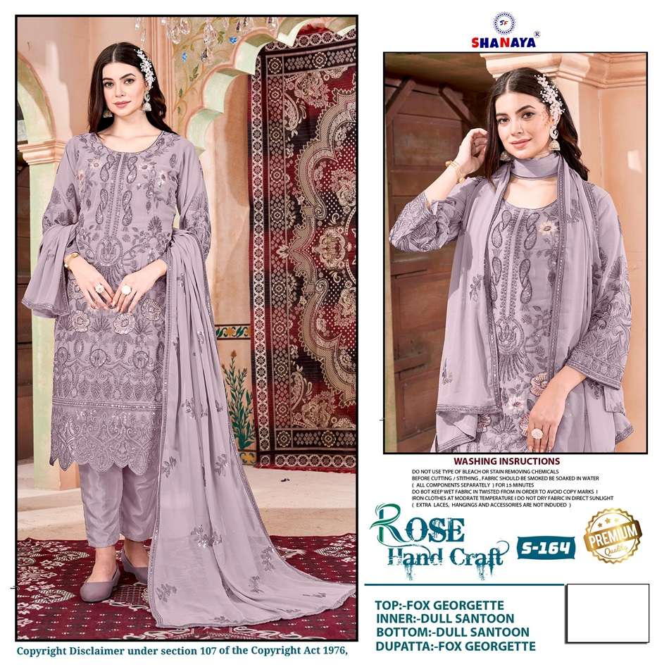 ROSE HAND CRAFT S-164 BY SHANAYA FASHION FAUX GEORGETTE PAKISTANI DRESS