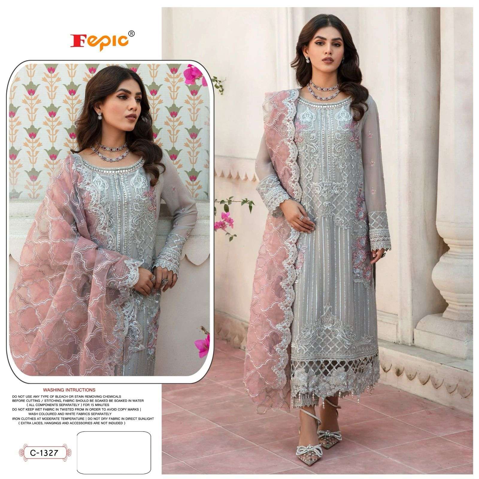 ROSEMEEN C-1327 BY FEPIC DESIGNER GEORGETTE EMBROIDERY DRESSES