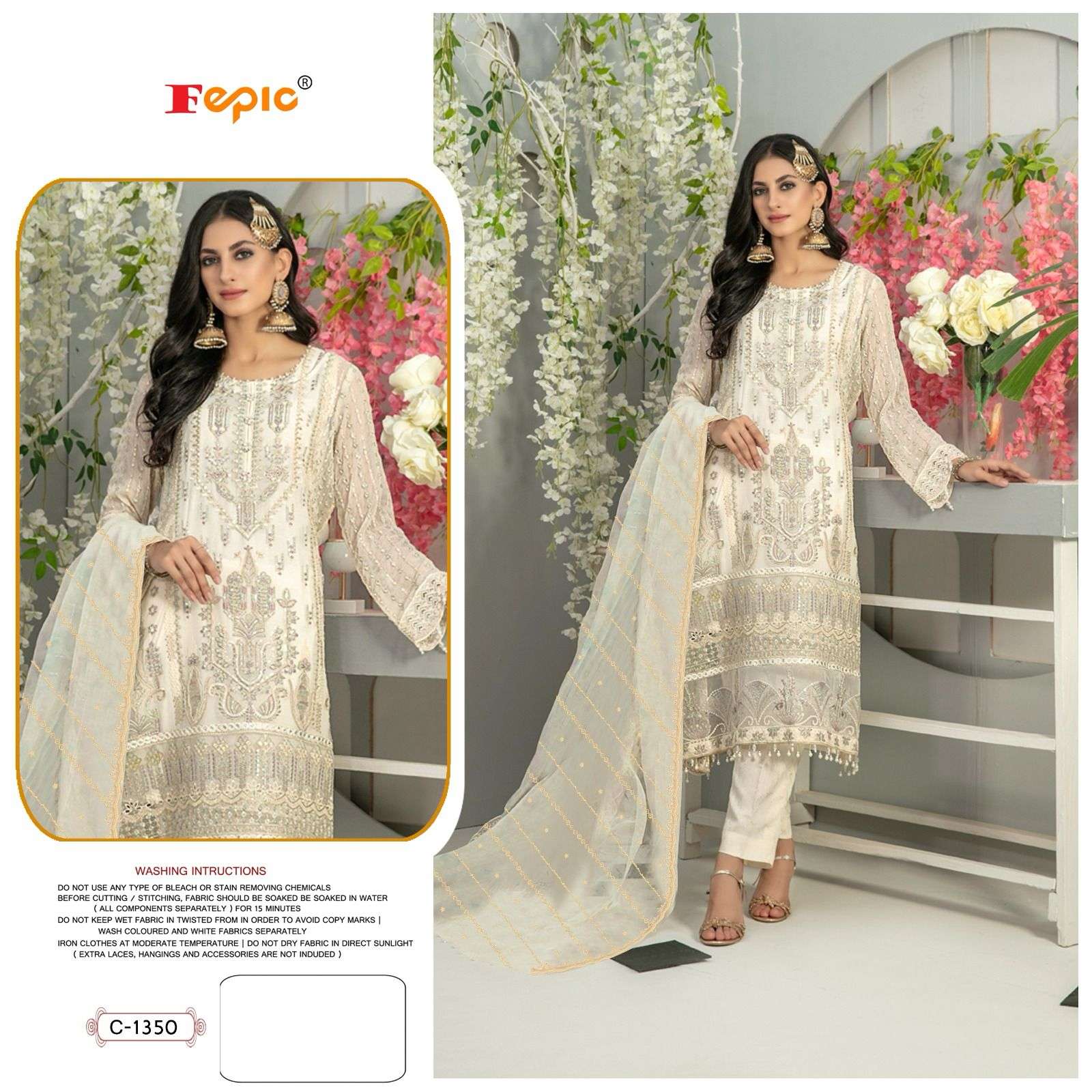 ROSEMEEN C-1350 BY FEPIC DESIGNER GEORGETTE EMBROIDERY DRESSES