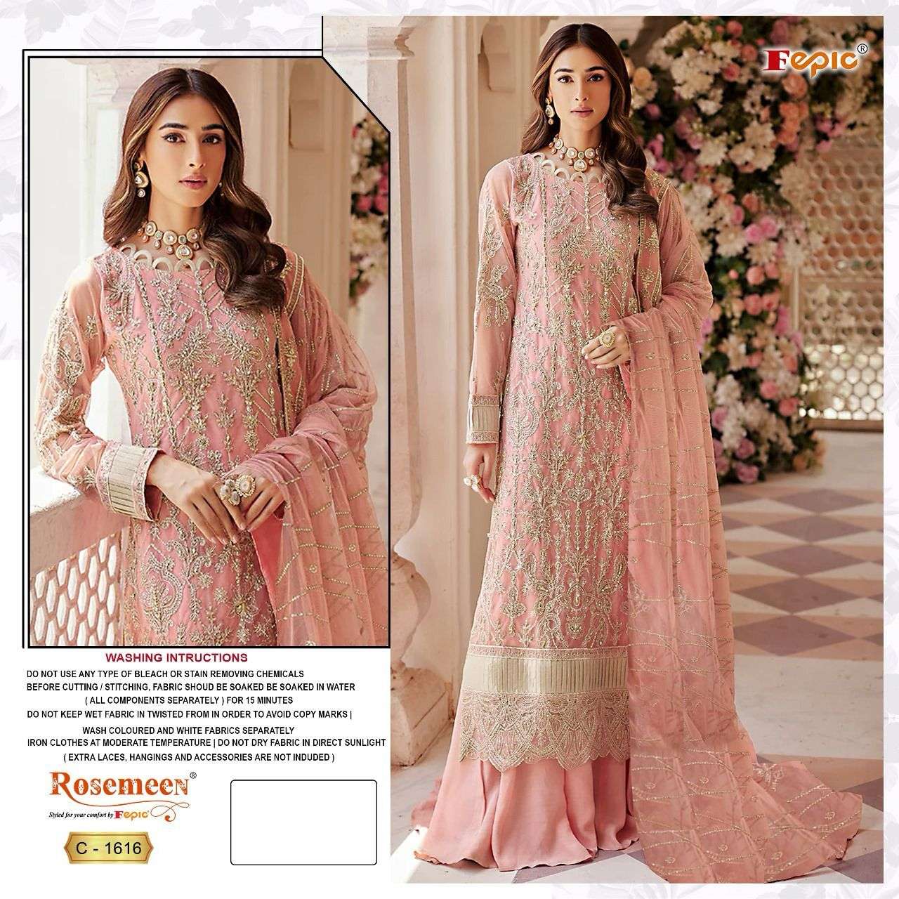 ROSEMEEN C-1616 BY FEPIC DESIGNER GEORGETTE EMBROIDERY DRESSES