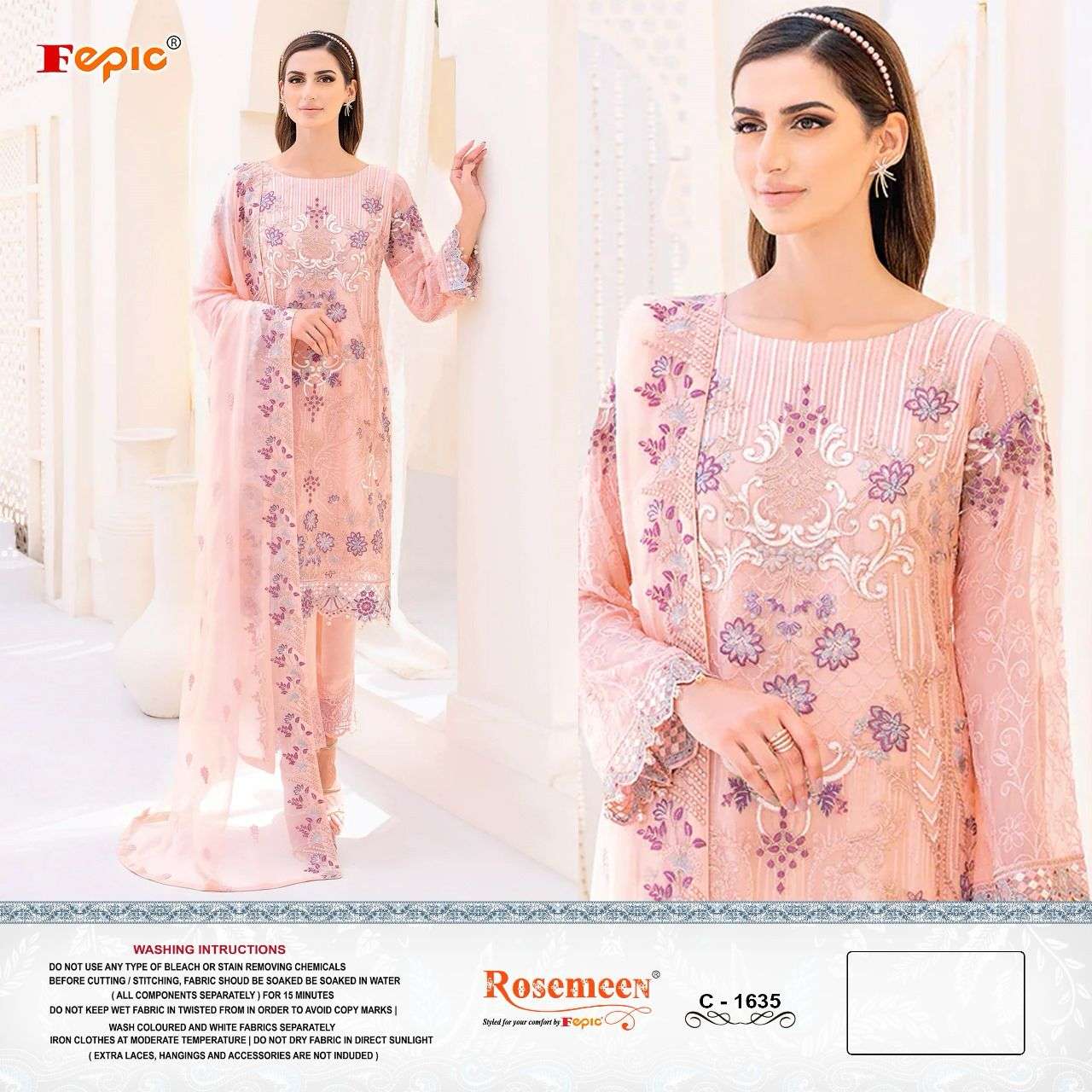 ROSEMEEN C-1635 BY FEPIC DESIGNER GEORGETTE EMBROIDERY DRESSES