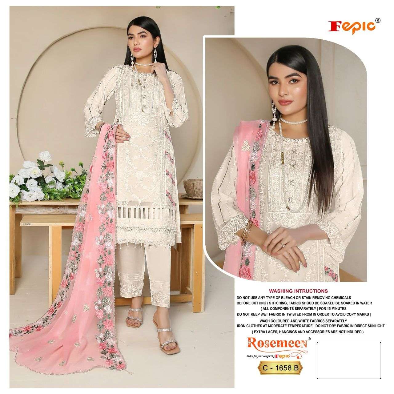 ROSEMEEN C-1658 COLOURS BY FEPIC DESIGNER GEORGETTE EMBROIDERY DRESSES