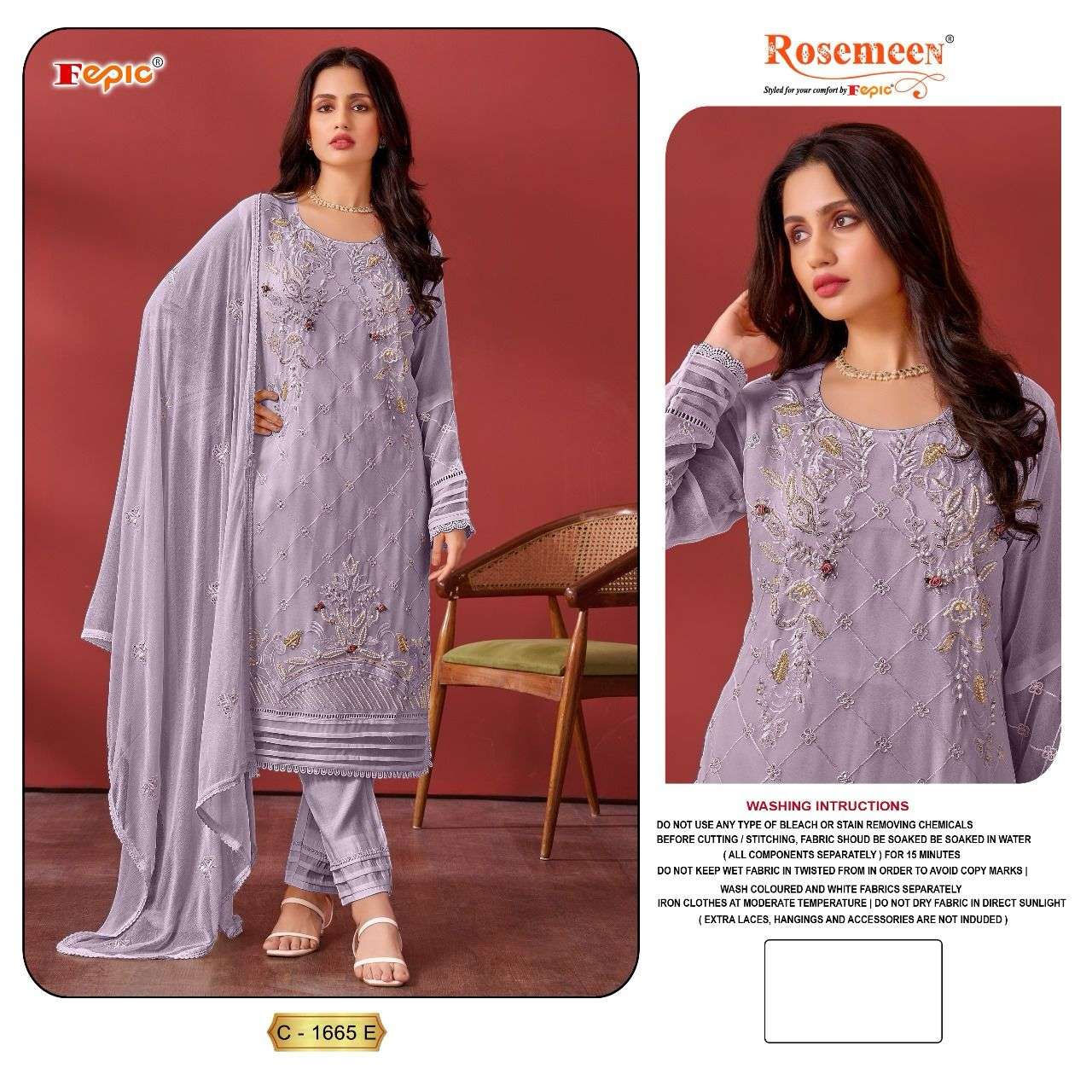 ROSEMEEN C-1669 COLOURS BY FEPIC 1669-E TO 1669-I SERIES GEORGETTE EMBROIDERY DRESSES