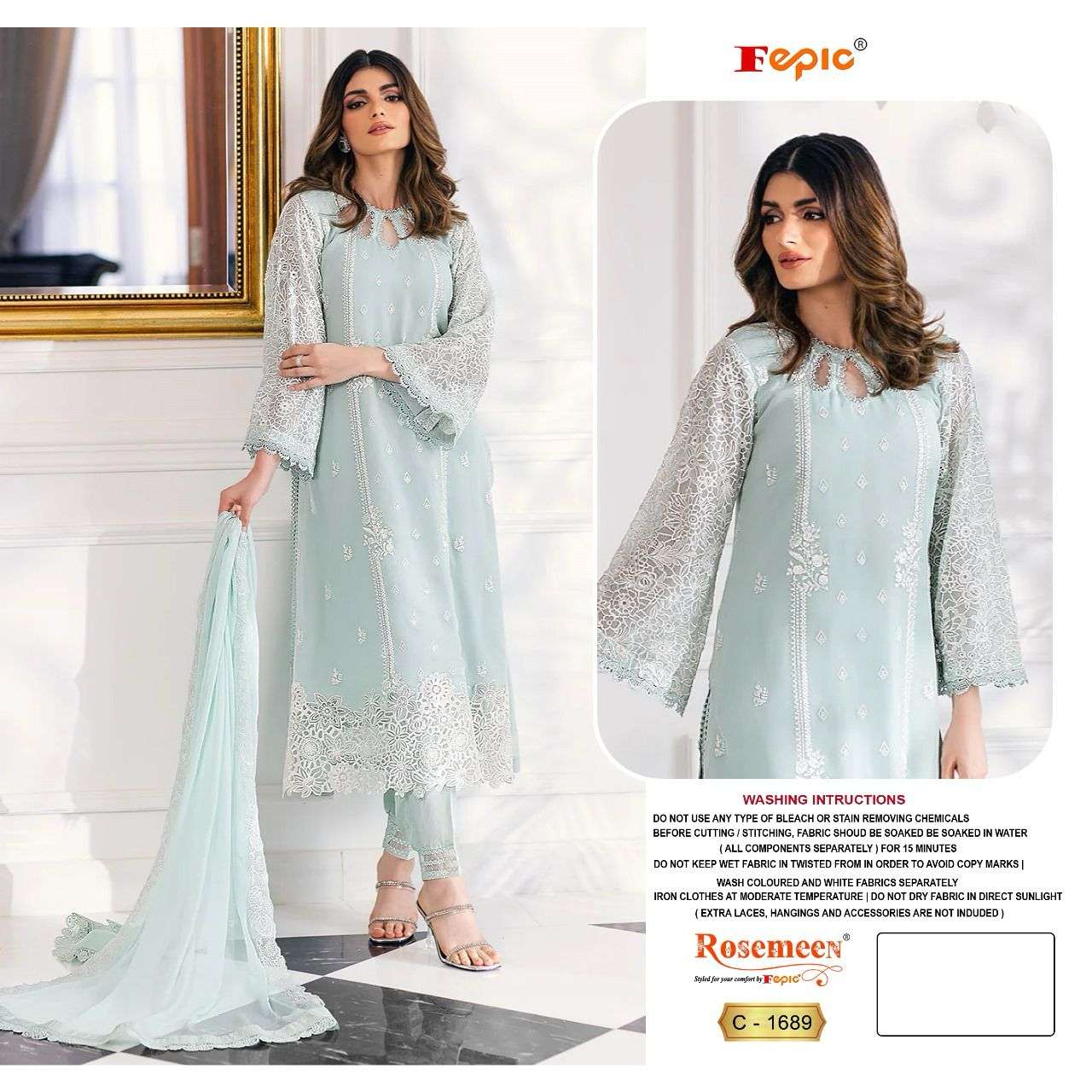 ROSEMEEN C-1689 COLOURS BY FEPIC DESIGNER GEORGETTE EMBROIDERY DRESSES