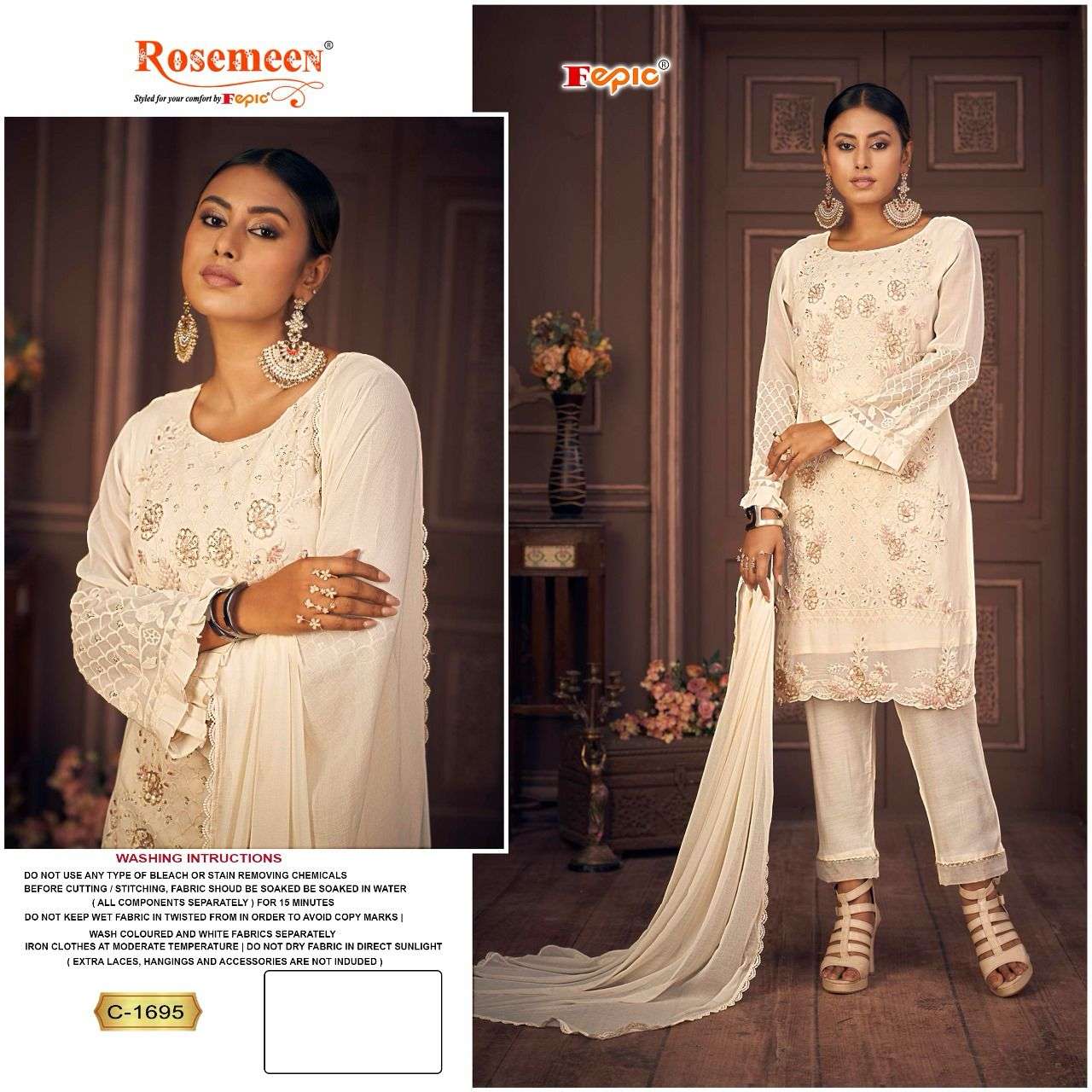 ROSEMEEN C-1695 BY FEPIC DESIGNER GEORGETTE EMBROIDERY DRESSES