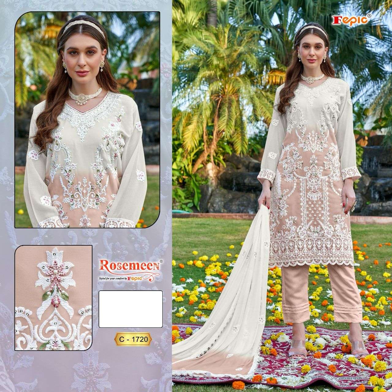 ROSEMEEN C-1720 COLOURS BY FEPIC DESIGNER GEORGETTE EMBROIDERY DRESSES