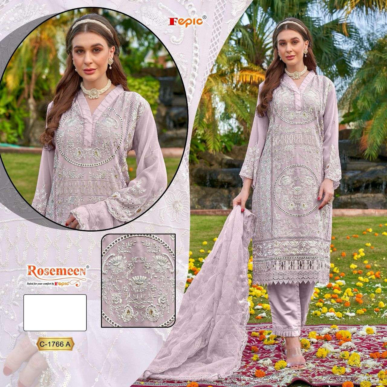 ROSEMEEN C-1766 COLOURS BY FEPIC DESIGNER ORGANZA EMBROIDERY DRESSES