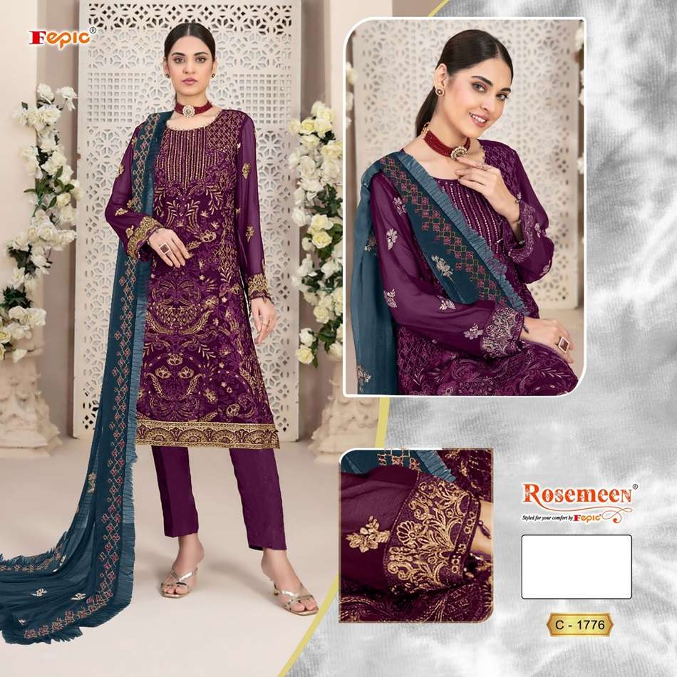 ROSEMEEN C-1776 COLOURS BY FEPIC DESIGNER GEORGETTE EMBROIDERY DRESSES