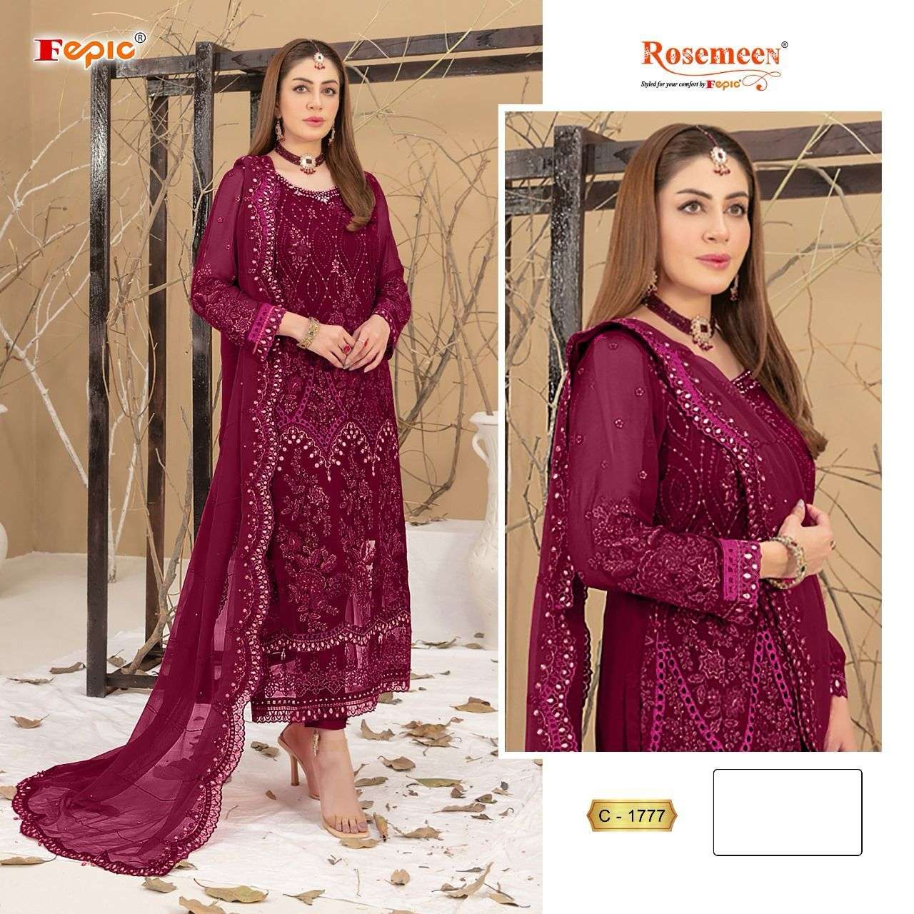 ROSEMEEN C-1777 COLOURS BY FEPIC DESIGNER GEORGETTE EMBROIDERY DRESSES