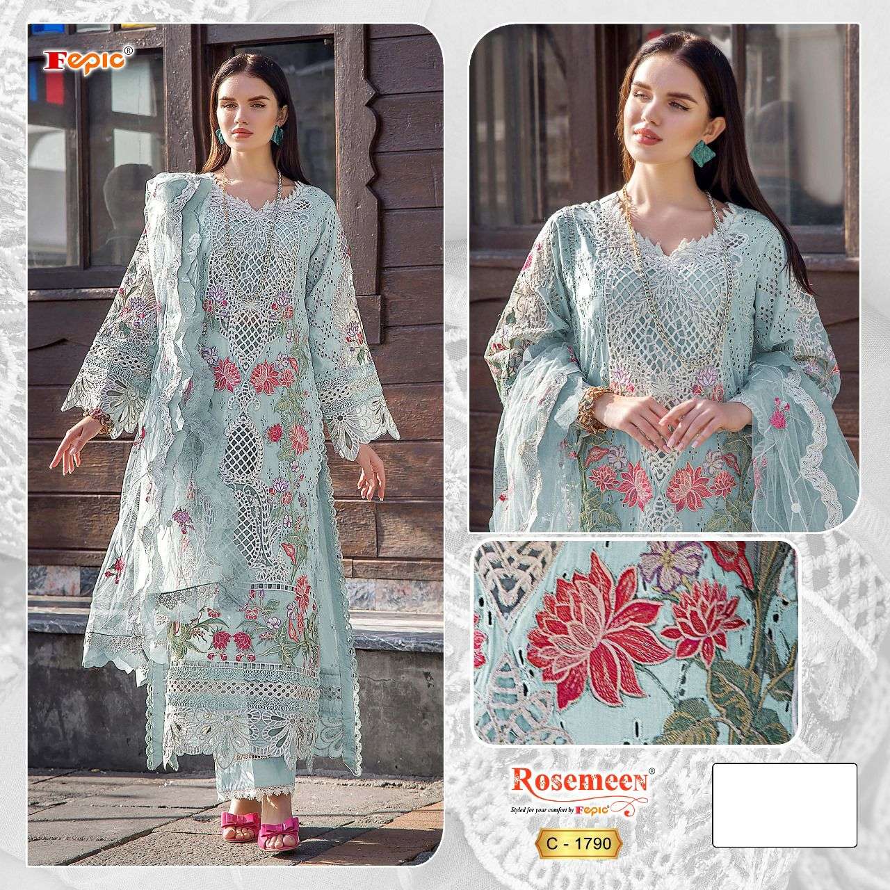 ROSEMEEN C-1790 COLOURS BY FEPIC DESIGNER COTTON EMBROIDERY DRESSES