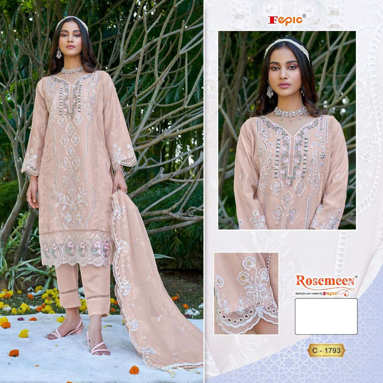 ROSEMEEN C-1793 COLOURS BY FEPIC DESIGNER ORGANZA EMBROIDERY DRESSES