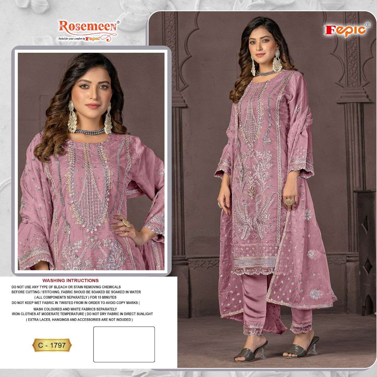 ROSEMEEN C-1797 COLOURS BY FEPIC DESIGNER ORGANZA EMBROIDERY DRESSES
