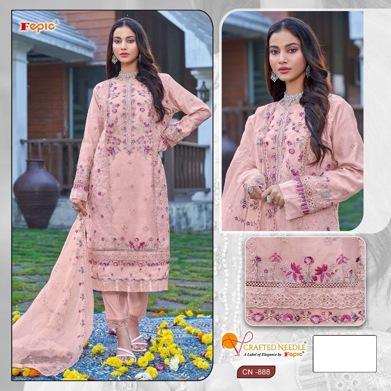 ROSEMEEN CN-888 COLOURS BY FEPIC DESIGNER ORGANZA EMBROIDERY DRESSES