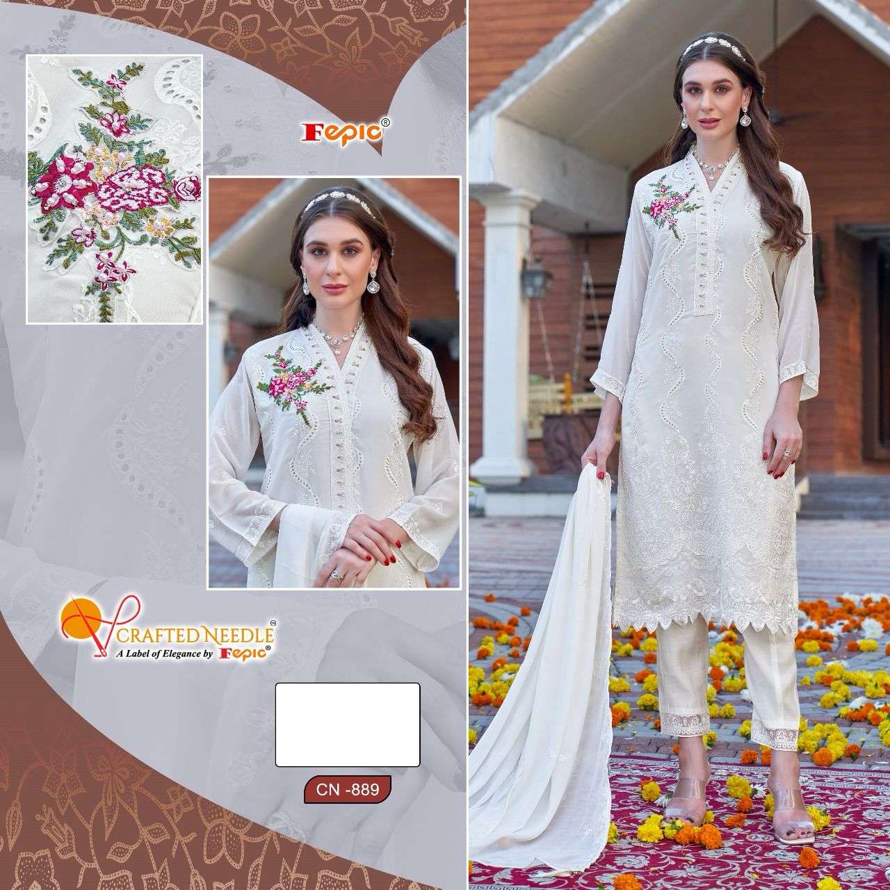 ROSEMEEN CN-889 COLOURS BY FEPIC DESIGNER GEORGETTE EMBROIDERY DRESSES