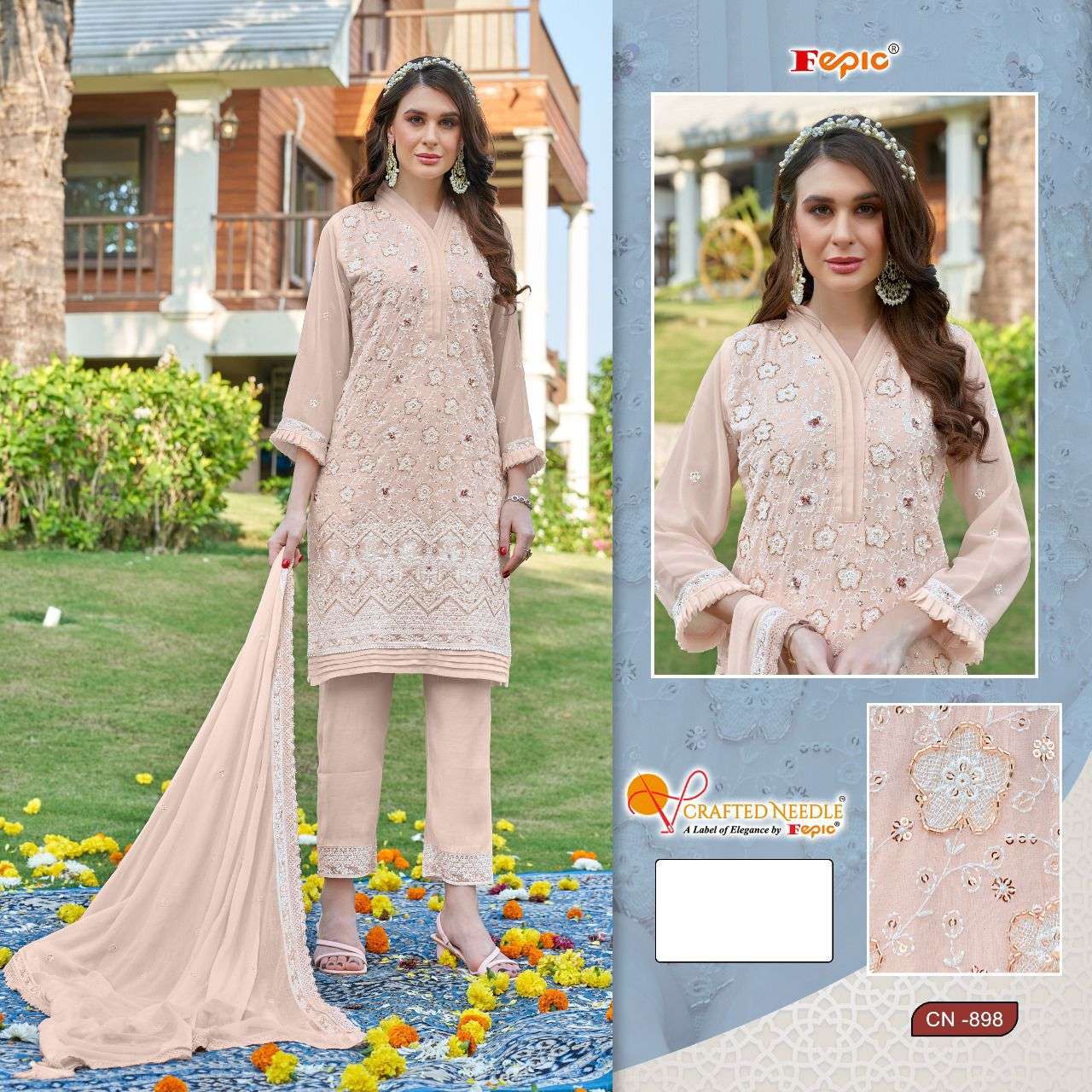 ROSEMEEN CN-898 COLOURS BY FEPIC DESIGNER GEORGETTE EMBROIDERY DRESSES