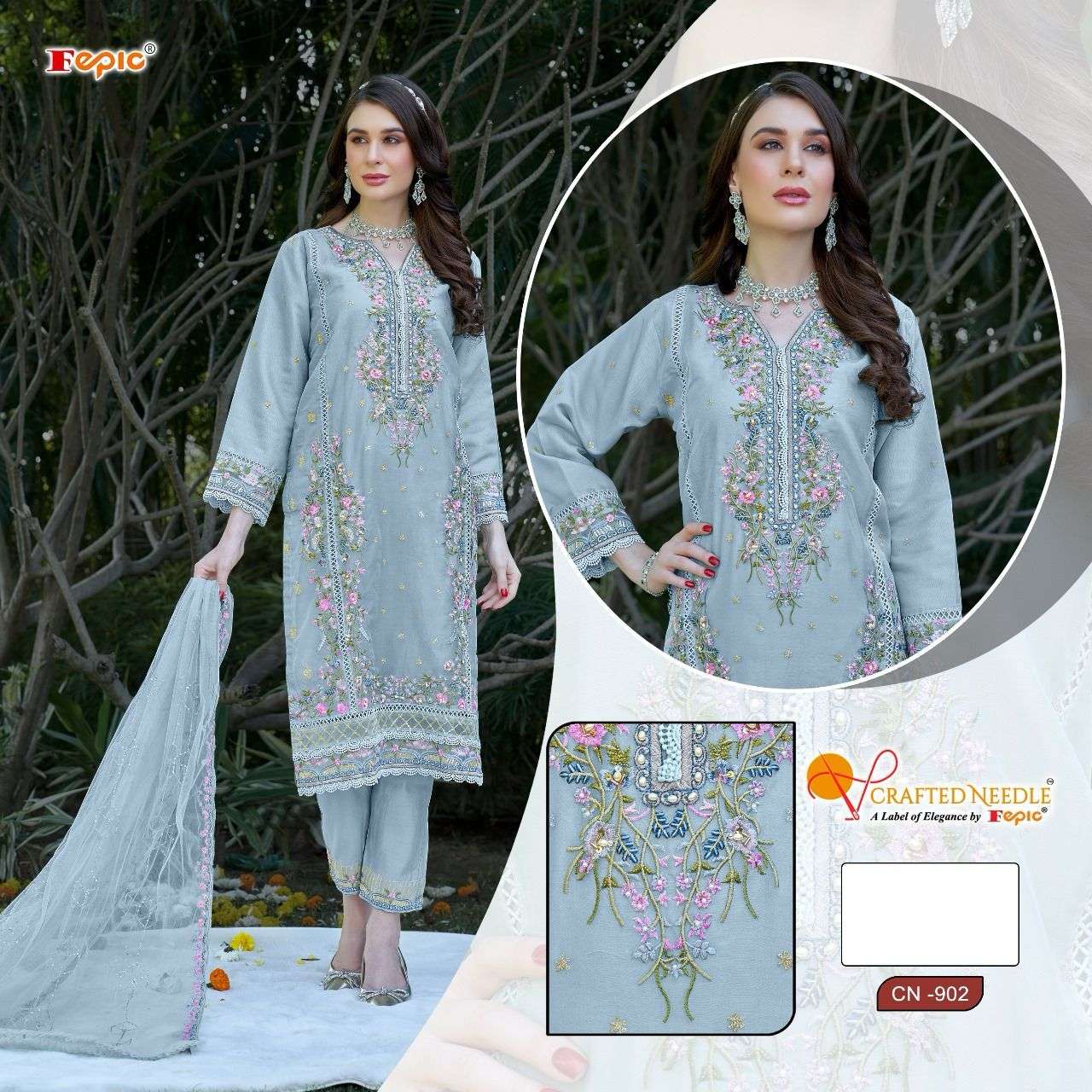 ROSEMEEN CN-902 COLOURS BY FEPIC DESIGNER ORGANZA EMBROIDERY DRESSES