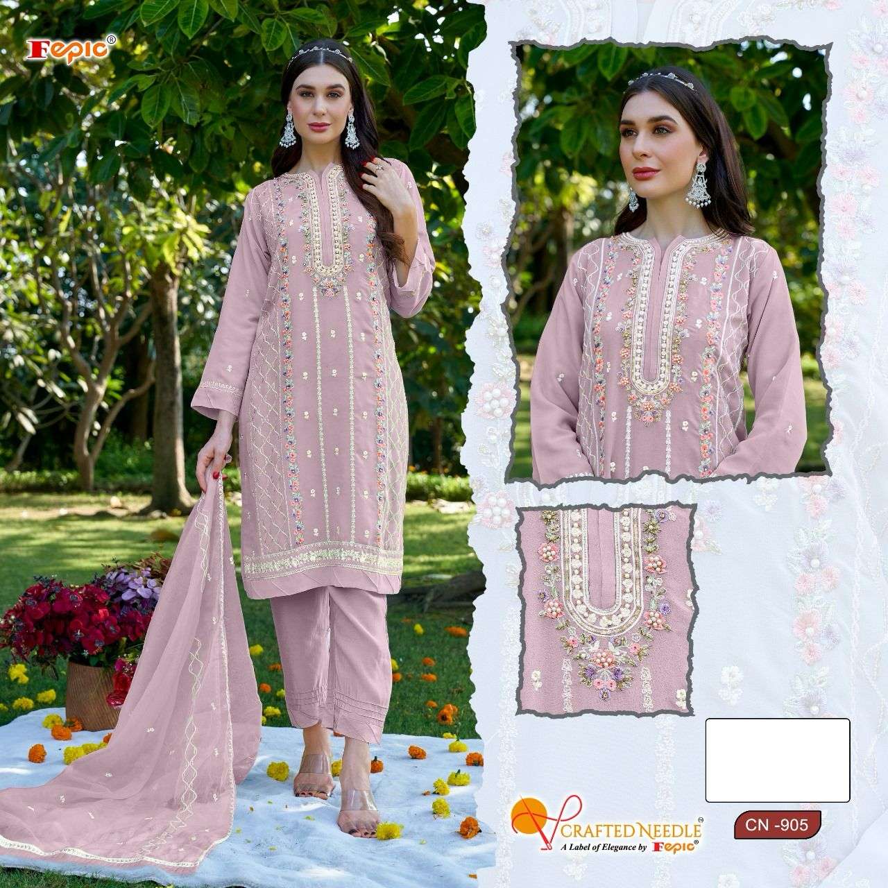 ROSEMEEN CN-905 COLOURS BY FEPIC DESIGNER GEORGETTE EMBROIDERY DRESSES