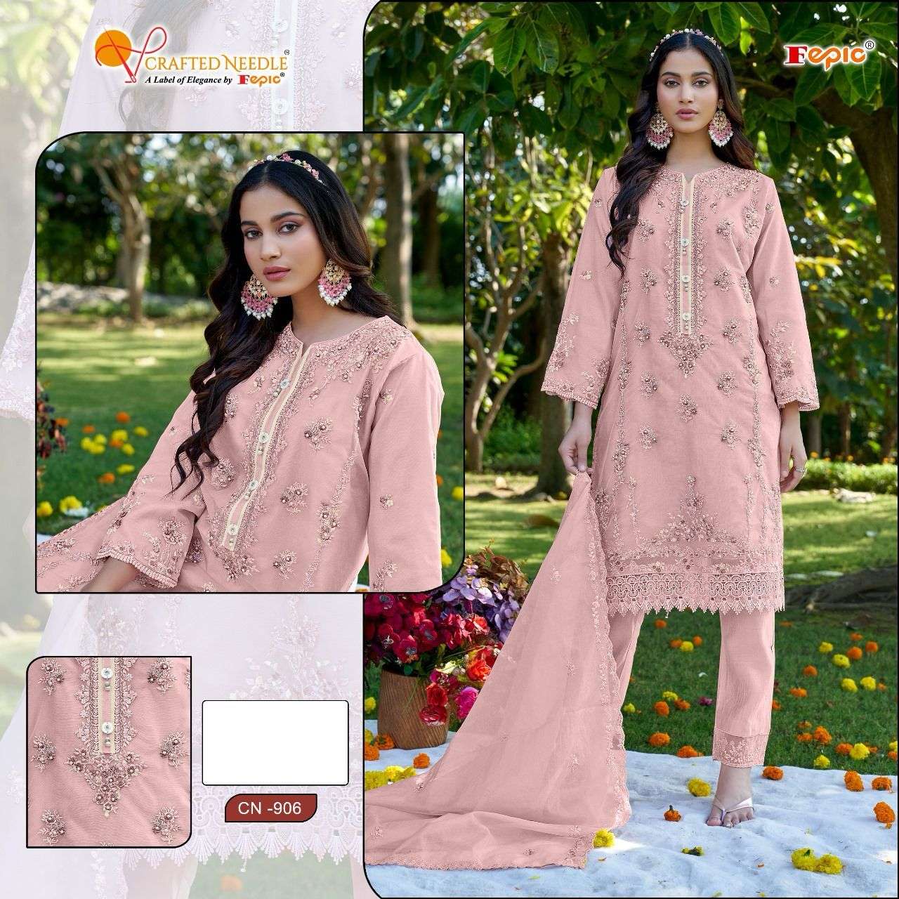 ROSEMEEN CN-906 COLOURS BY FEPIC DESIGNER ORGANZA EMBROIDERY DRESSES