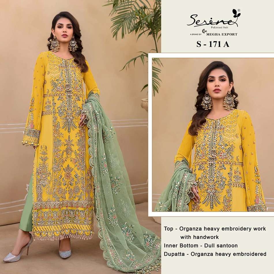 S-171 NEW COLOURS BY SERENE DESIGNER ORGANZA EMBROIDERY PAKISTANI DRESSES