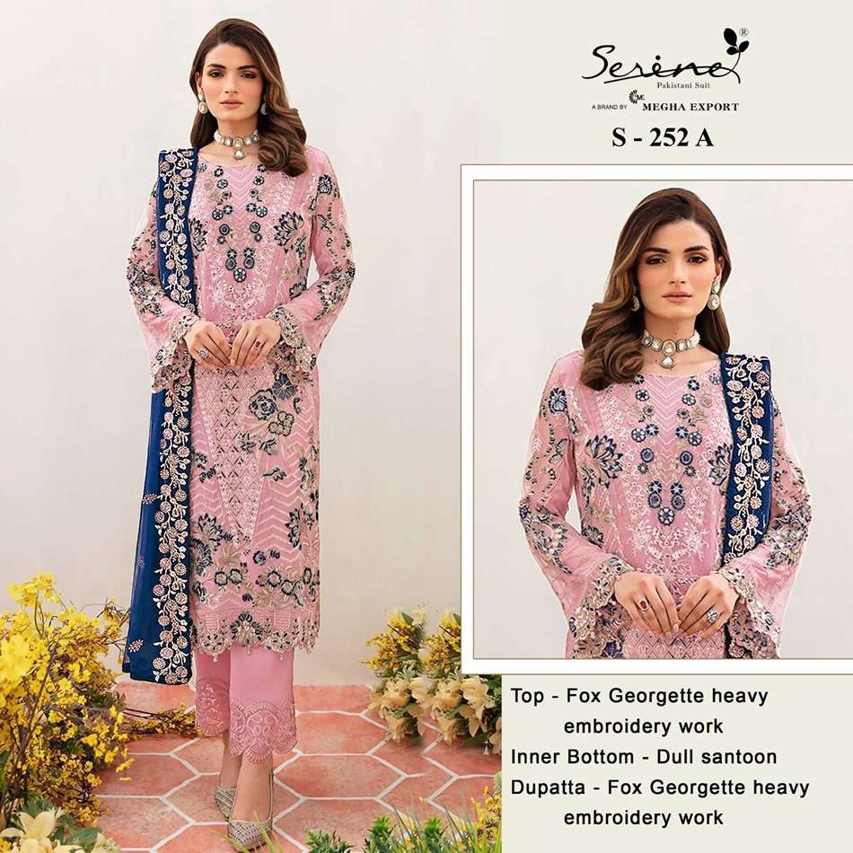 S-252 COLOURS BY SERENE DESIGNER FAUX GEORGETTE EMBROIDERY PAKISTANI DRESSES