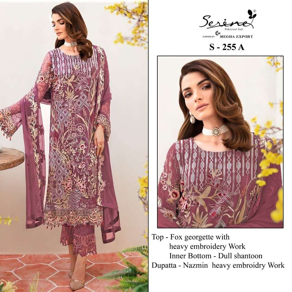 S-255 COLOURS BY SERENE DESIGNER FAUX GEORGETTE EMBROIDERY PAKISTANI DRESSES