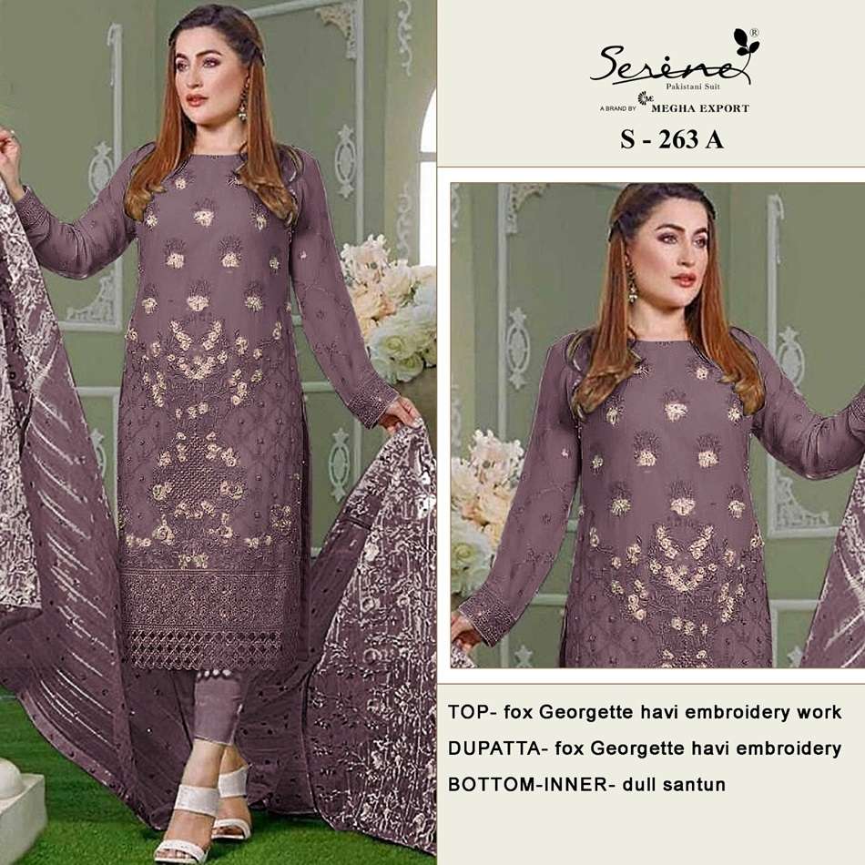 S-263 COLOURS BY SERENE DESIGNER FAUX GEORGETTE EMBROIDERY PAKISTANI DRESSES