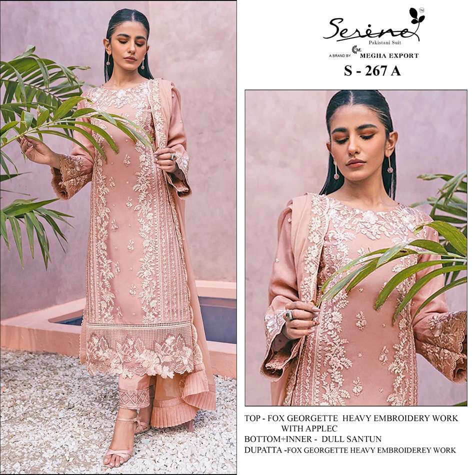 S-267 COLOURS BY SERENE DESIGNER FAUX GEORGETTE EMBROIDERY PAKISTANI DRESSES