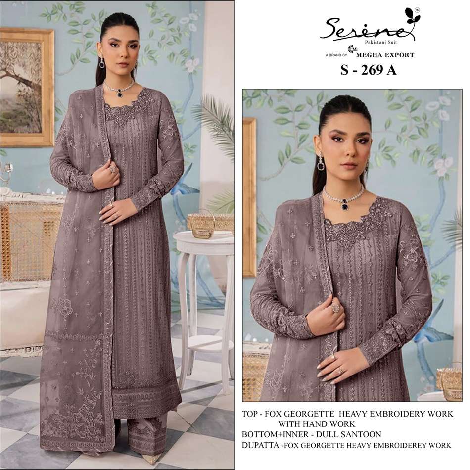 S-269 COLOURS BY SERENE DESIGNER FAUX GEORGETTE EMBROIDERY PAKISTANI DRESS