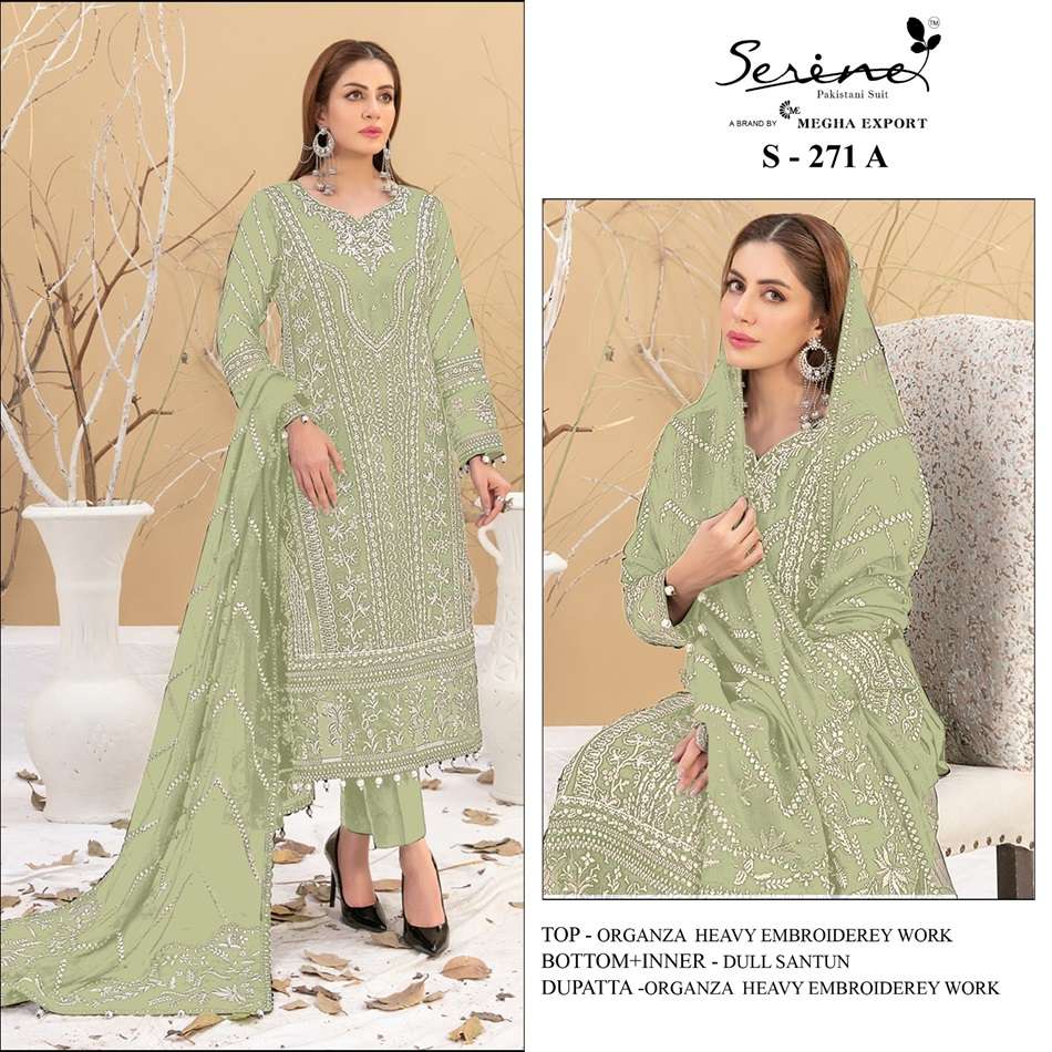 S-271 COLOURS BY SERENE DESIGNER ORGANZA EMBROIDERY PAKISTANI DRESSES