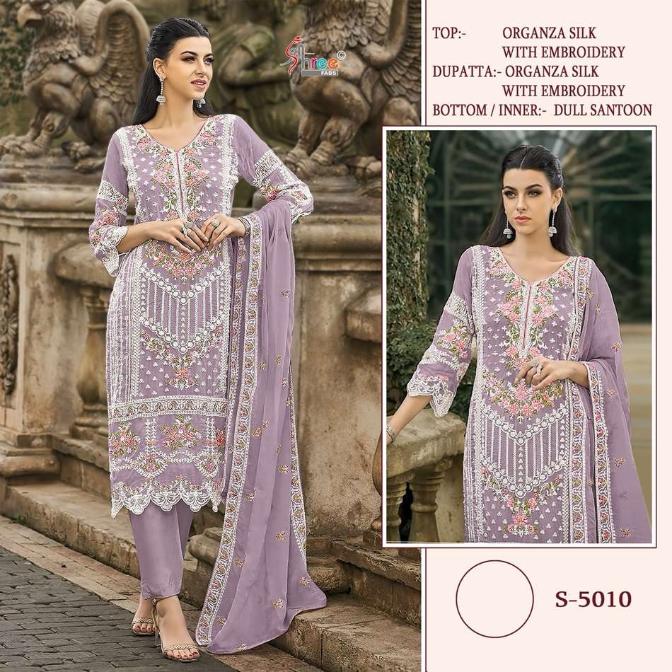 S-5010 COLOURS BY SHREE FABS DESIGNER ORGANZA EMBROIDERY PAKISTANI DRESSES