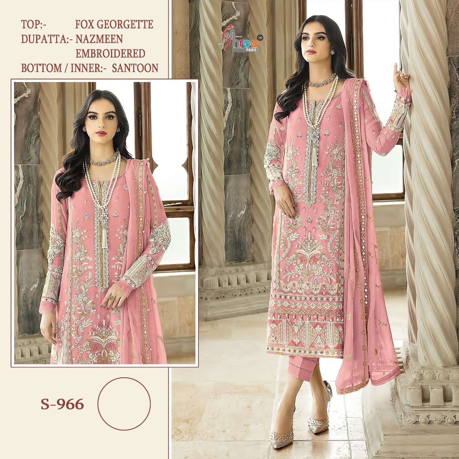 S-966 COLOURS BY SHREE FABS DESIGNER FAUX GEORGETTE EMBROIDERY DRESSES