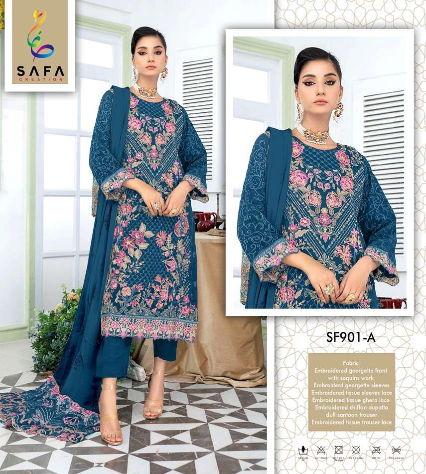 SAFA 901 COLOURS BY SAFA CREATION DESIGNER FAUX GEORGETTE PAKISTANI DRESSES