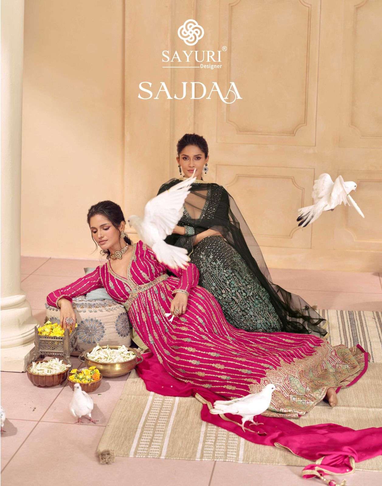 SAJDAA BY SAYURI 5434 TO 5436 SERIES HEAVY REAL GEROGETTE EMBROIDERED GOWNS