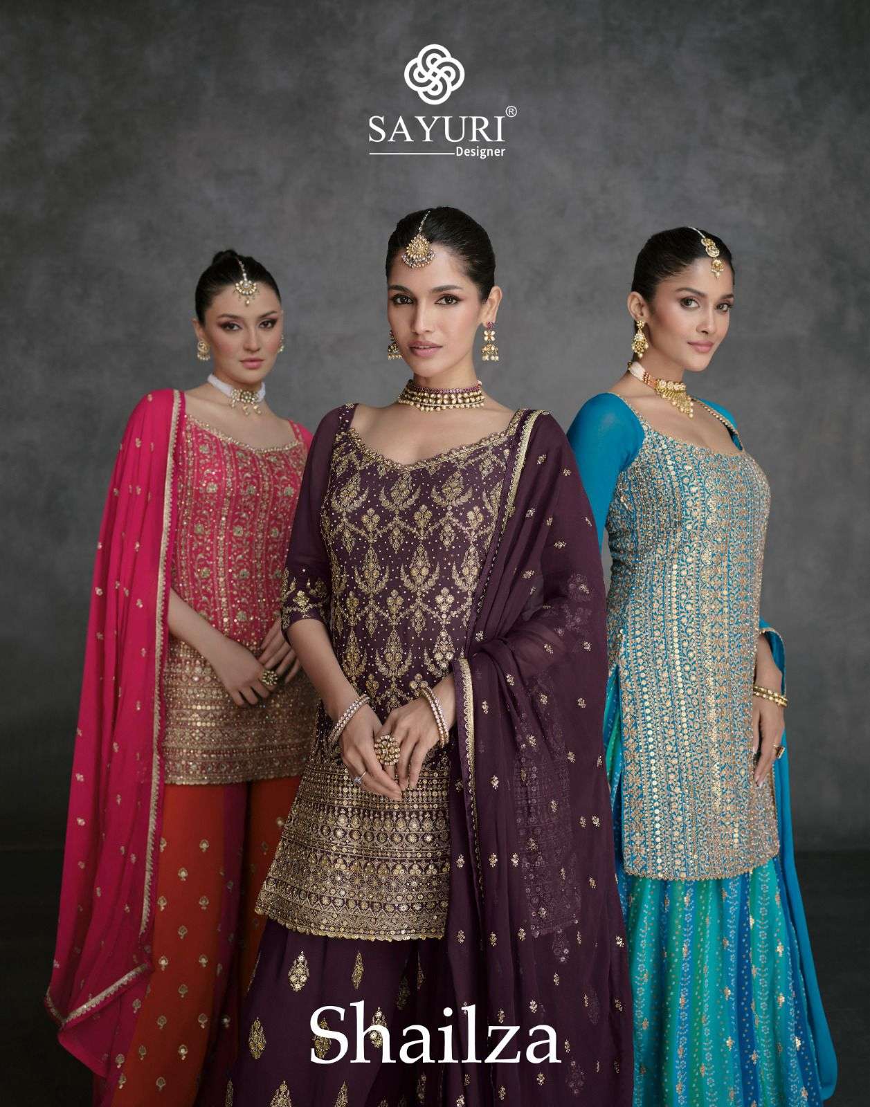 SHAILZA BY SAYURI 5422 TO 5424 SERIES HEAVY REAL GEROGETTE EMBROIDERY DRESSES