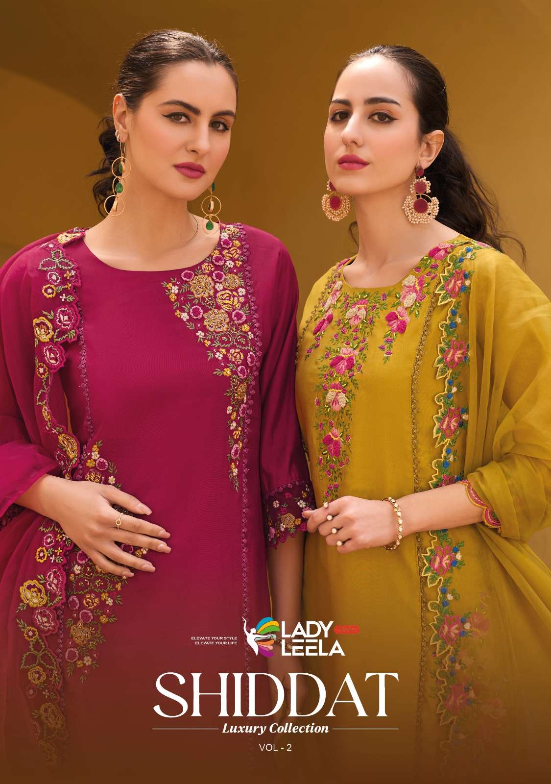 SHIDDAT VOL-02 BY LADY LEELA 1231 TO 1236 SERIES VISCOSE ORGANZA DRESSES