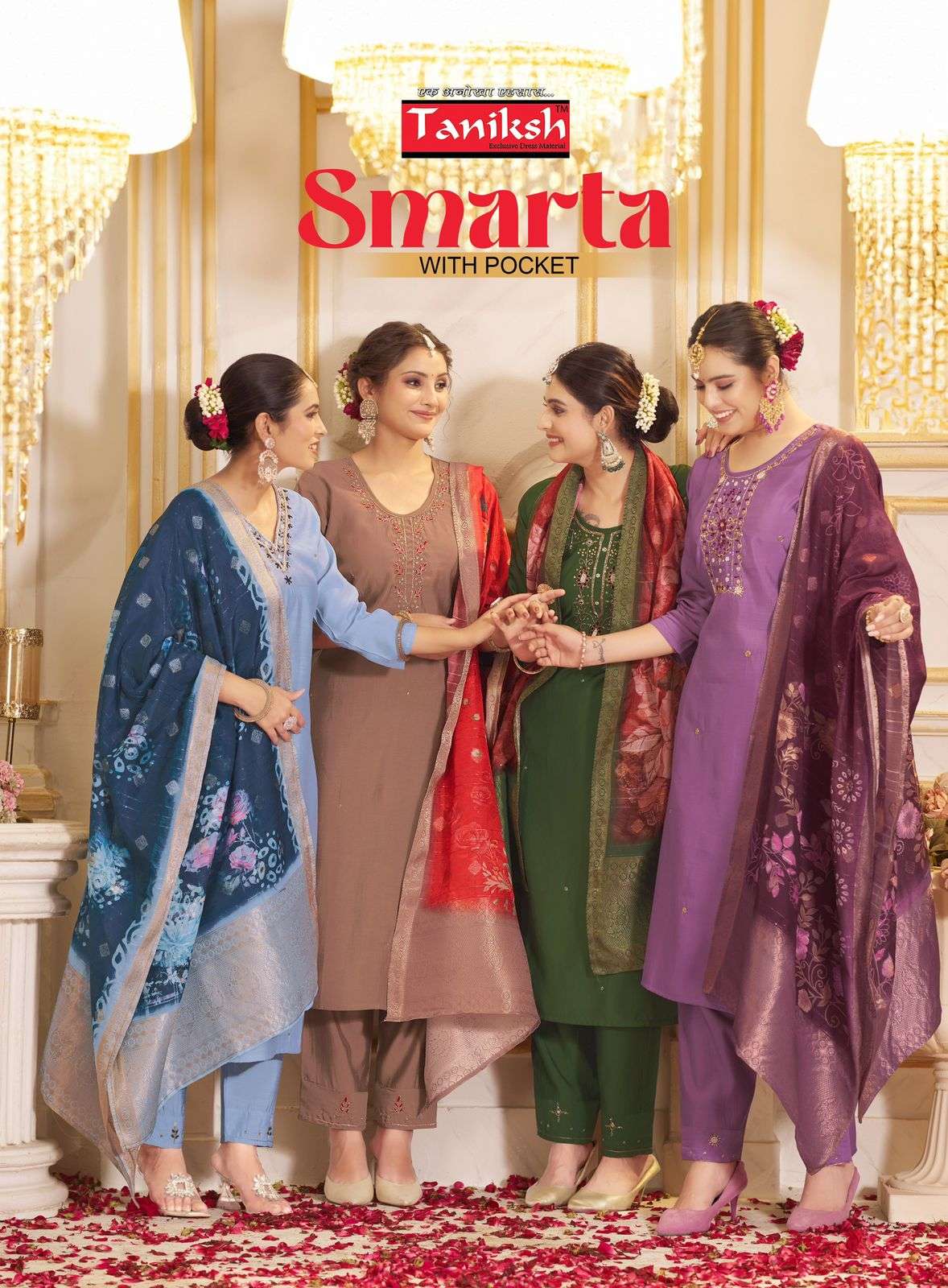 SMARTA BY TANIKSH 1001 TO 1008 SERIES DESIGNER ROMAN SILK STITCHED DRESSES