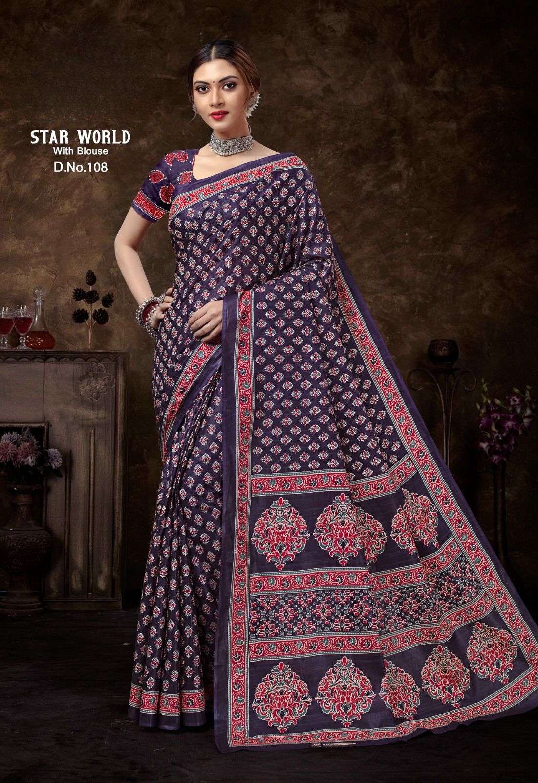 STAR WORLD BY ASLIWHOLESALE 108 TO 117 DESIGNER COTTON PRINTED SAREES