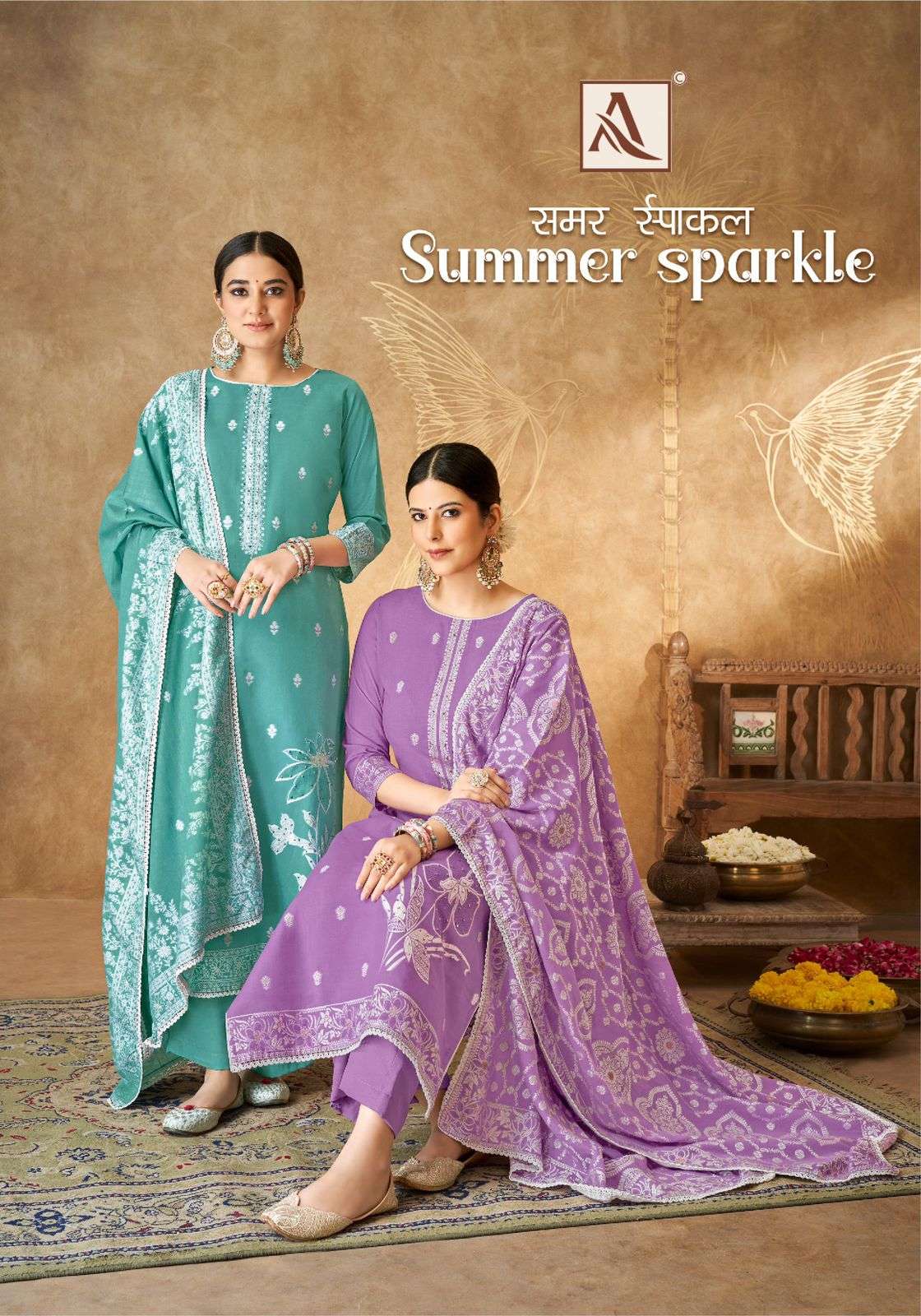 SUMMER SPARKLE BY ALOK SUIT 1447-001 TO 1447-008 SERIES COTTON PRINTED DRESSES