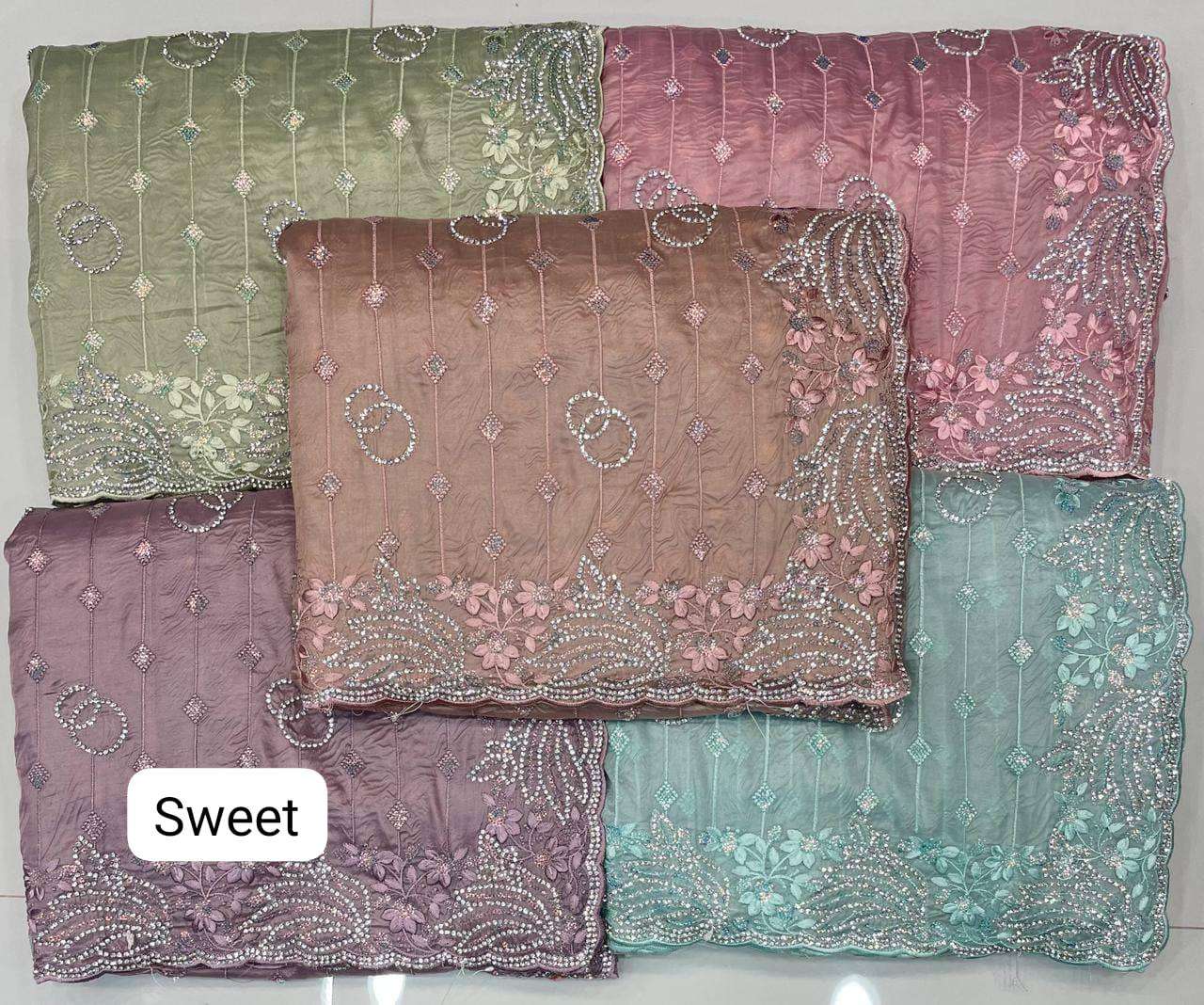 SWEET BY ASLIWHOLESALE DESIGNER EXCLUSIVE FANCY EMBROIDERY SAREES