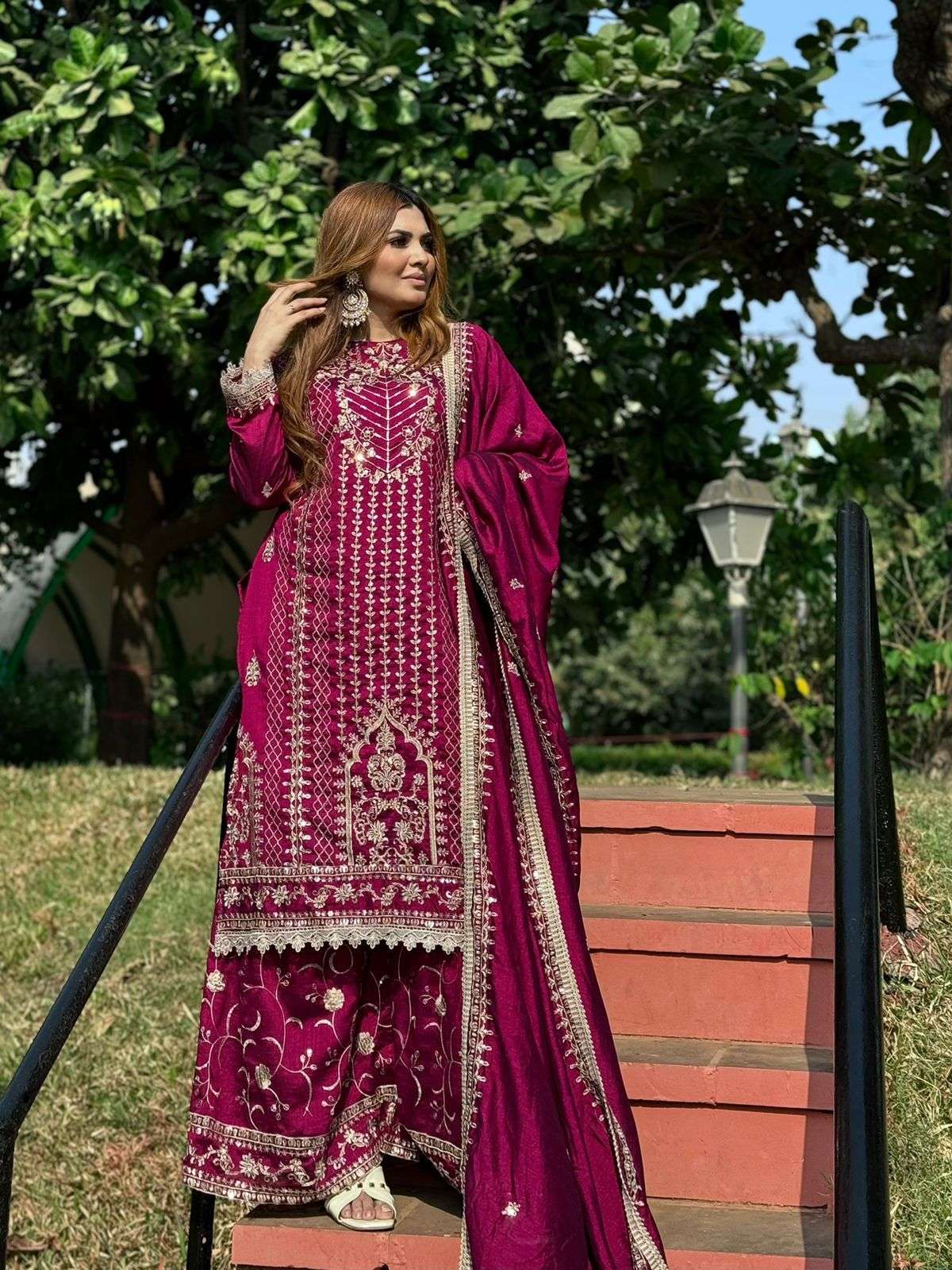 ZIAAZ 454 COLOURS BY ZIAAZ DESIGNS HEAVY CHINON EMBROIDERED DRESSES