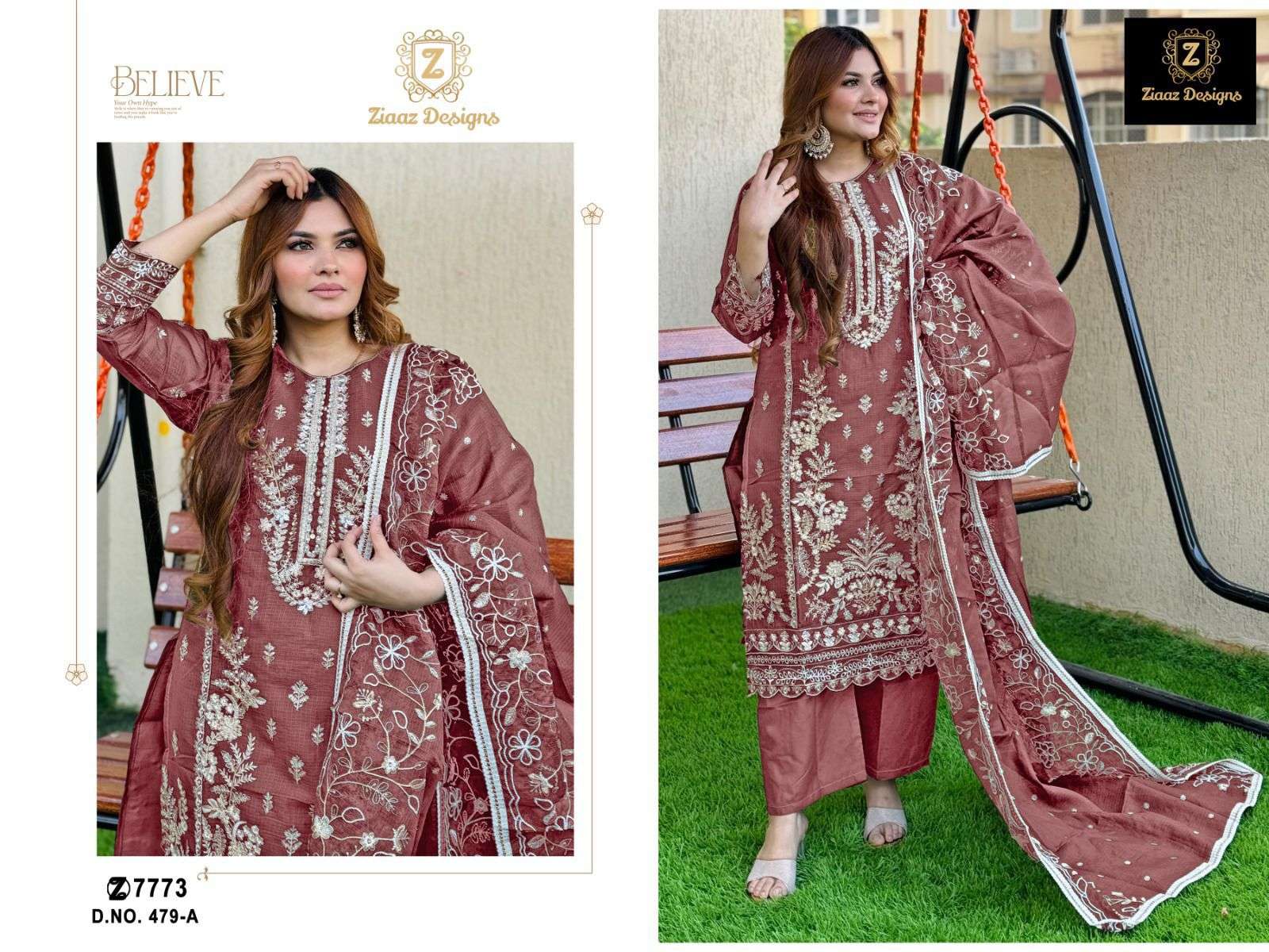 ZIAAZ 479 COLOURS BY ZIAAZ DESIGNS HEAVY KOTA CHECKS EMBROIDERED DRESSES