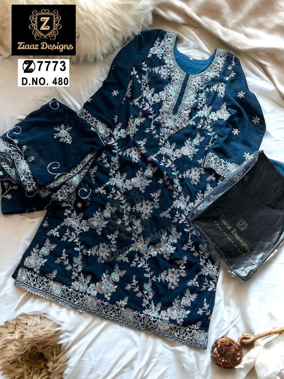 ZIAAZ 480 HIT DESIGN BY ZIAAZ DESIGNS HEAVY GEORGETTE EMBROIDERED DRESS