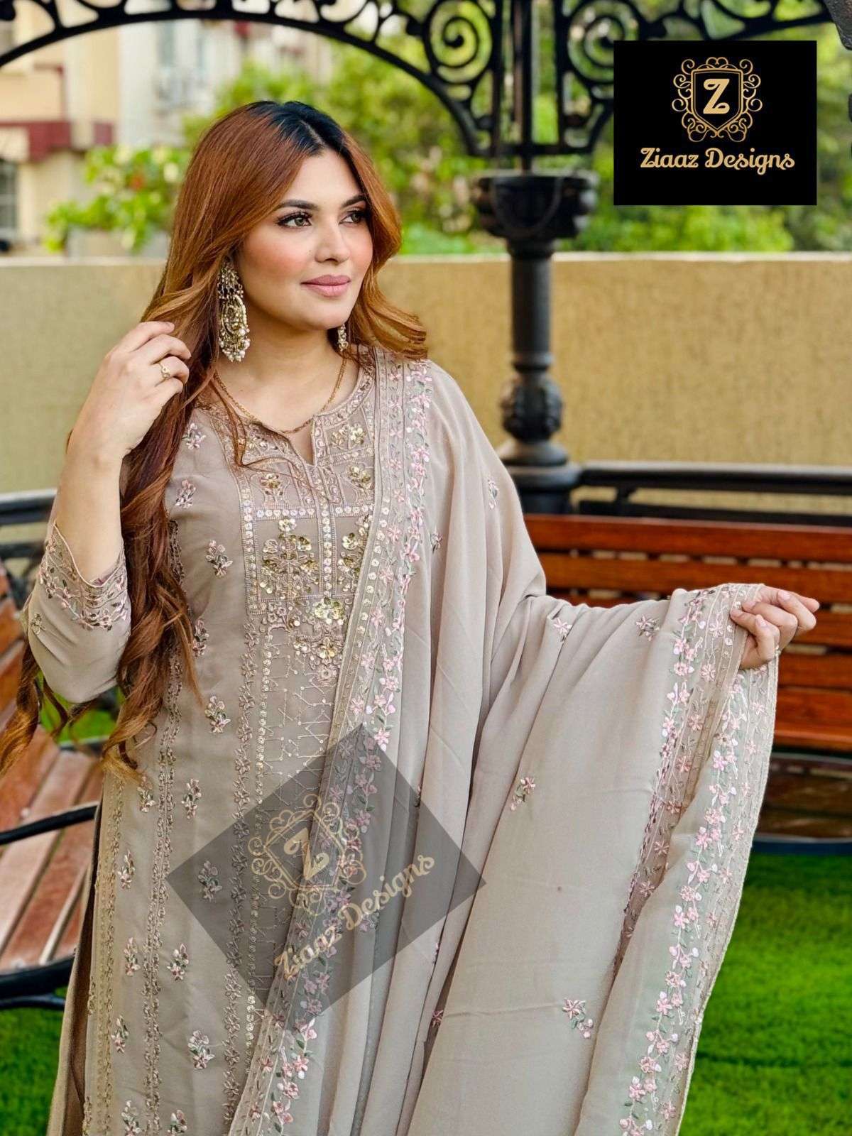 ZIAAZ 487 HIT DESIGN BY ZIAAZ DESIGNS HEAVY GEORGETTE EMBROIDERED DRESS