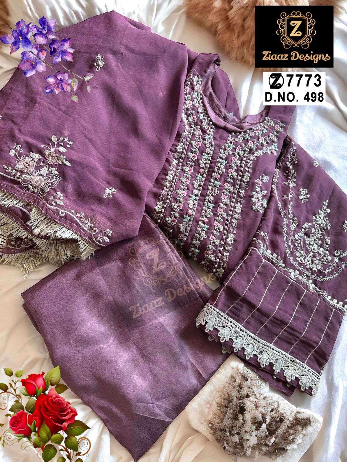 ZIAAZ 498 HIT DESIGN BY ZIAAZ DESIGNS HEAVY GEORGETTE EMBROIDERED DRESS